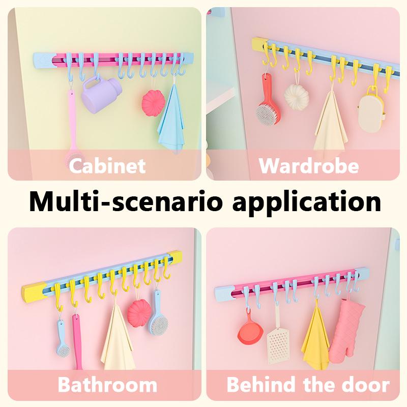 Dopamine Sliding Hooks No Punching Slide Rail Hooks Kitchen Storage Hooks Household Shelf Door Rear Storage Hook Universal Hooks