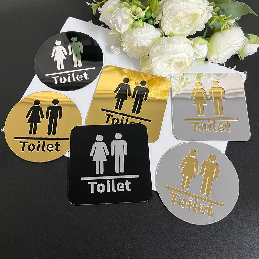 10cm Double Layer Acrylic Restroom Sign: Male & Female Mirror Toilet Sticker