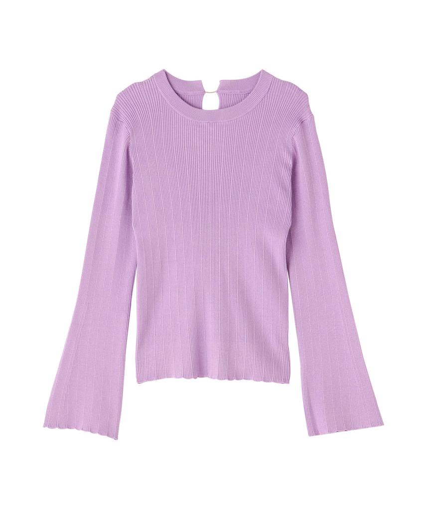 Natural Beauty Basic Lace Rib Flared Cuff Knit Purple Women's Sweater,