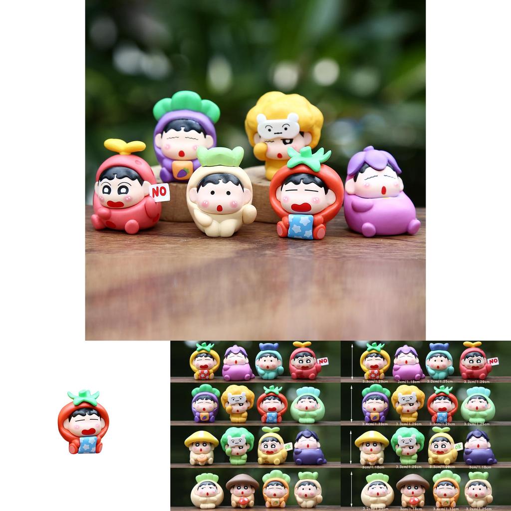 16pcs Crayon Shin Chan Fruit Shape Design Model Ornament Set For Kids And Teens