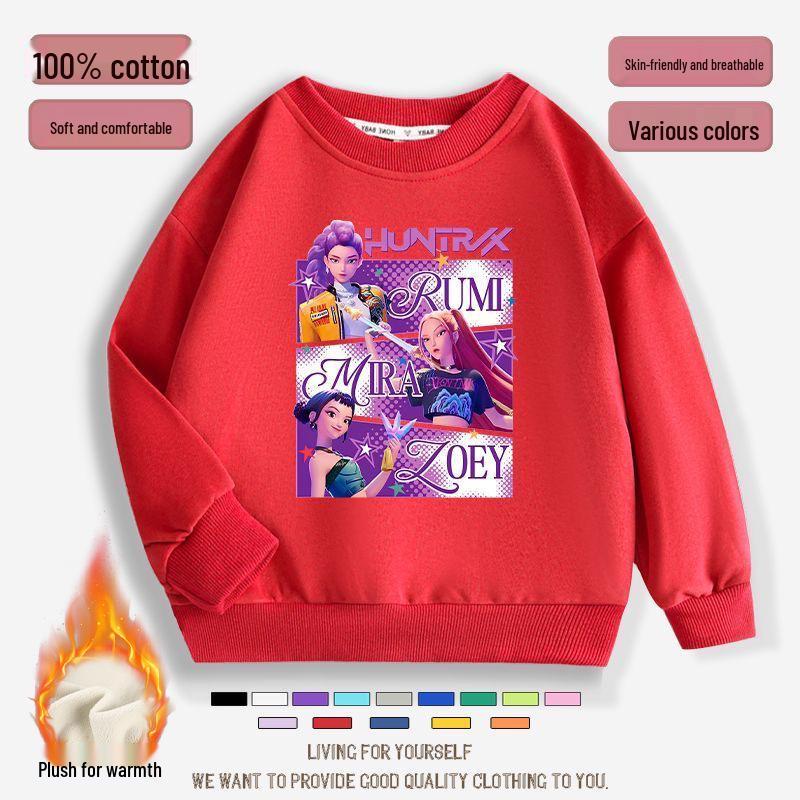 K-pop Monster Hunter Witch Girls' Hoodie - Stylish Autumn/Spring Round Neck Casual Top for Children