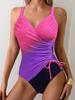2025 Sexy Tight Drawstring One-Piece Bikini - New European & American Hot Spring Swimwear