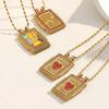 Brass Retro Necklace Multicolor Waterproof Ethnic Pendant Necklace Hypoallergenic Real Gold Plated 18K Gold Plated Necklace Gift