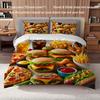 Hamburger Fried Chicken Fast Food Digital Printed Bedding Set Sofy Cozy Duvet Cover King Queen Twin Single Size Bithday Gift