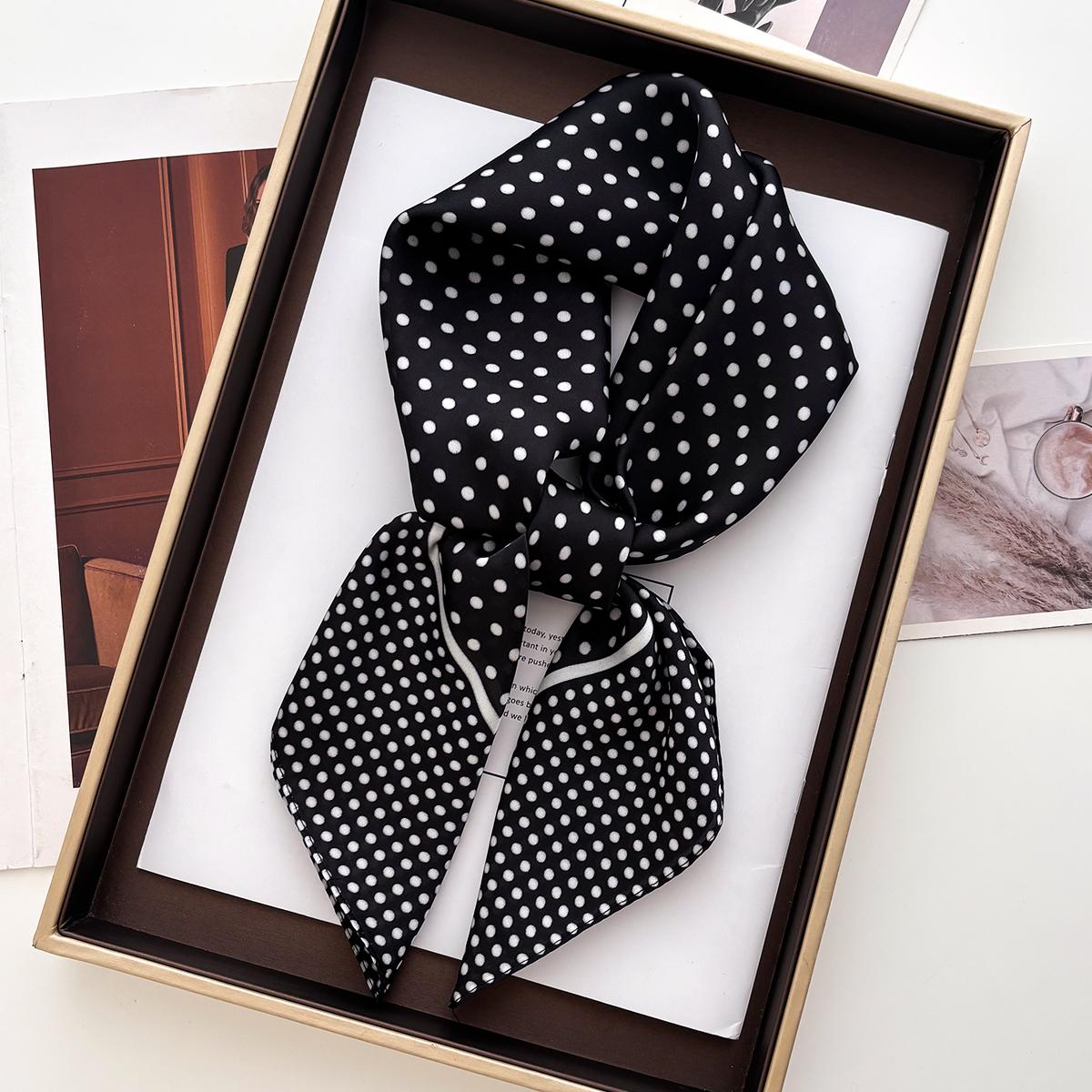 Yto Scarf Women's Square Scarf Silk Imitation Dot Print Neckerchief Bandana Lady Shawl Scarves Wrap Head Hair Band Ties