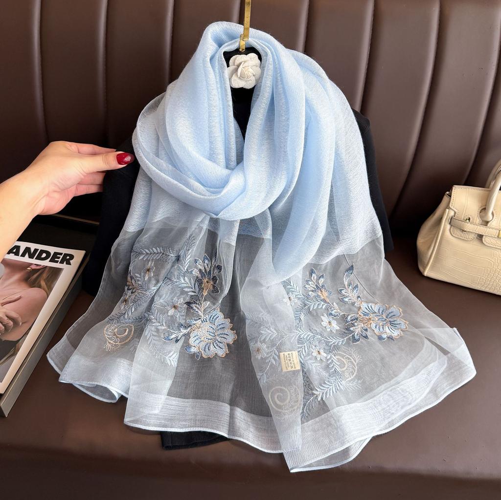 2025 Silk Women Scarf Warm Wool Shawls Lady Wraps Elegant Bufanda Floral Pashmina Embroidery Scarves Foulard  Hijab