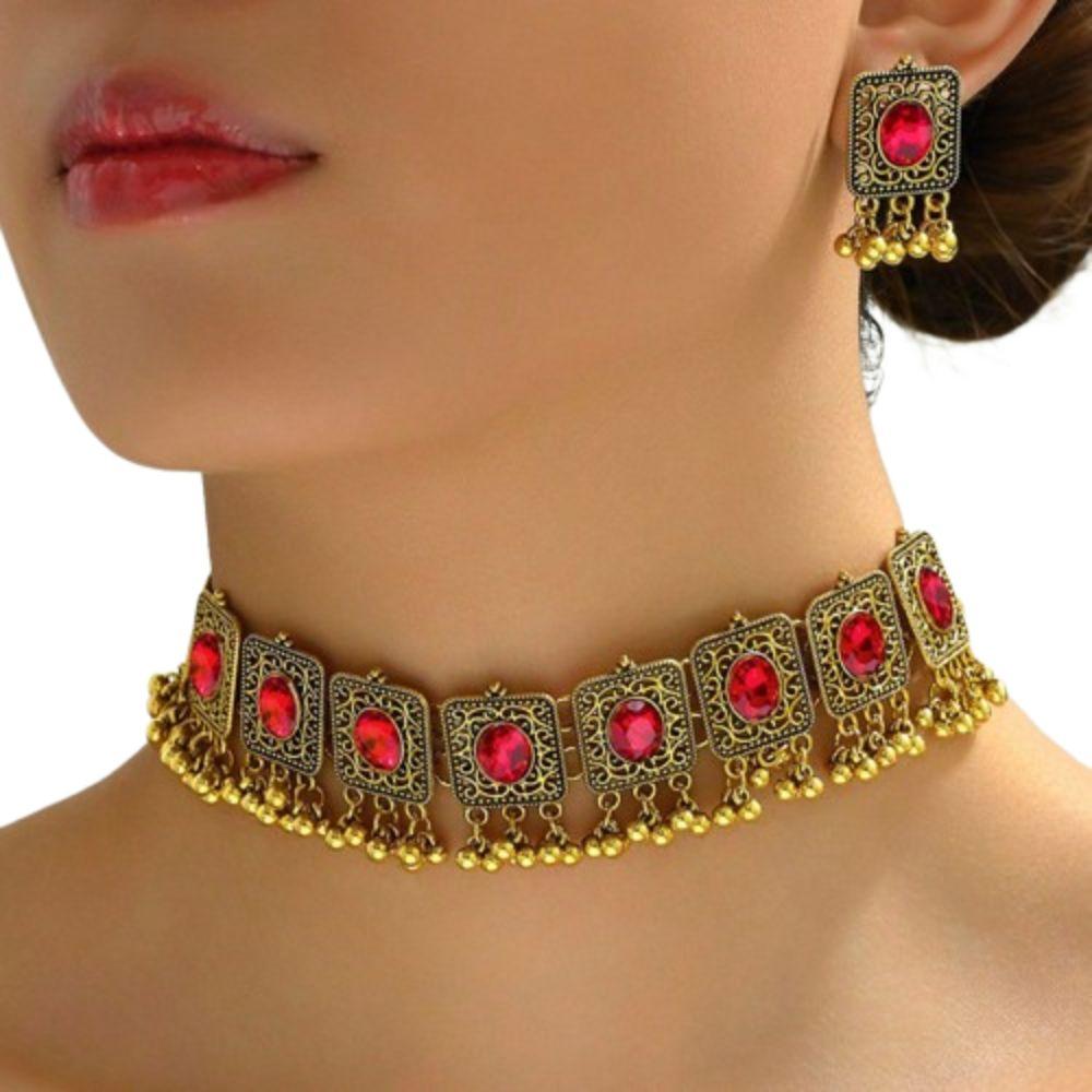 Dubai Vintage Jewelry Set Ethnic Necklace Earrings Set Tassel Beads Pendant Jewelry Sets African