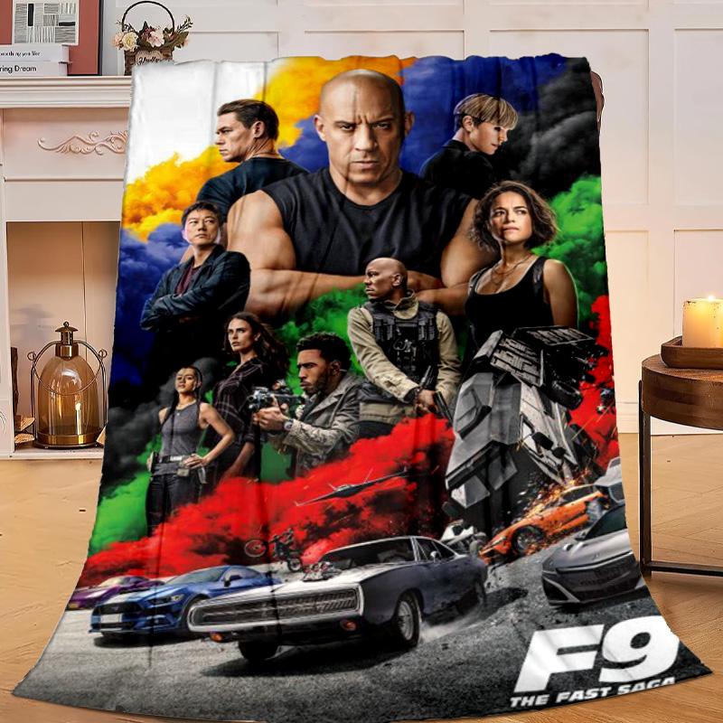 1PC Fast And car Family Flannel Blanket Gift, Suitable for Both Men And Women, Soft Ideal for Beds And Sofa, Birthday Or Christmas Gift