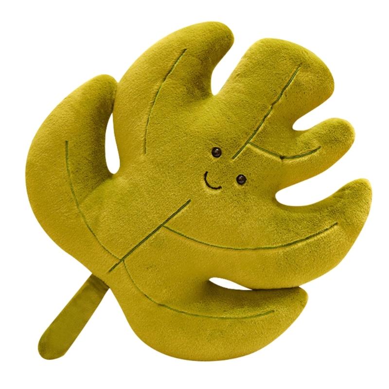 Green Plant Plush Doll  Leaf Shaped Pillow Soft and Comfortable Cushion for Relaxation Fun Home Decor