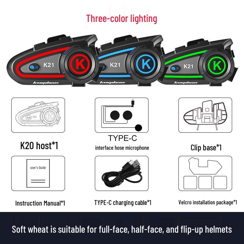 

Bluetooth Helmet Headset: Motorcycle Helmet with Lights, Long Battery Life, Waterproof, for Full and Half Helmets.