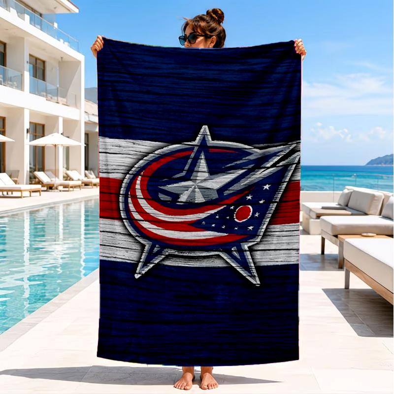 Columbus Blue Jackets Heart Beach Towel, Super Soft Microfiber, Perfect Gift for Her/Him, Birthday, for Pool, Beach, Travel, Decor Beach Party