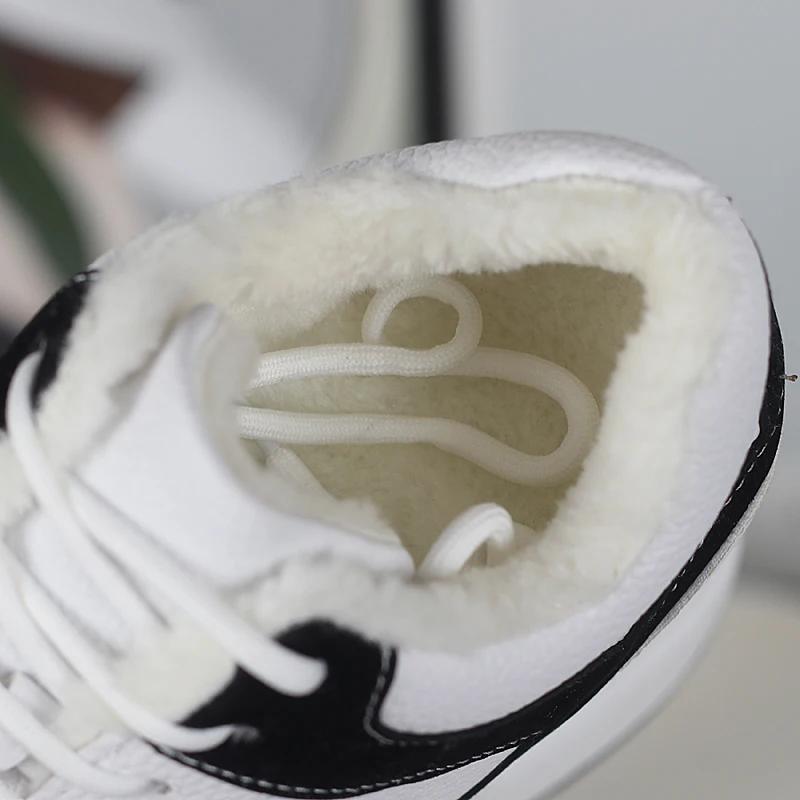 Fashion Woman Plush Warm Winter Sneakers Women High Top Cotton Sport Shoes 12CM Casual Lace Up Female Platform Shoe Zapatillas Mujer
