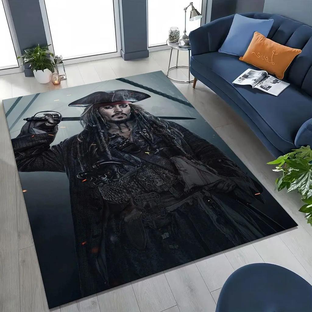 Captain Jack Pirates of The Caribbea Johnny Depp Carpet Rug for Bedroom Living Room Sofa Home Doormat Decor,Non-slip Floor Mat