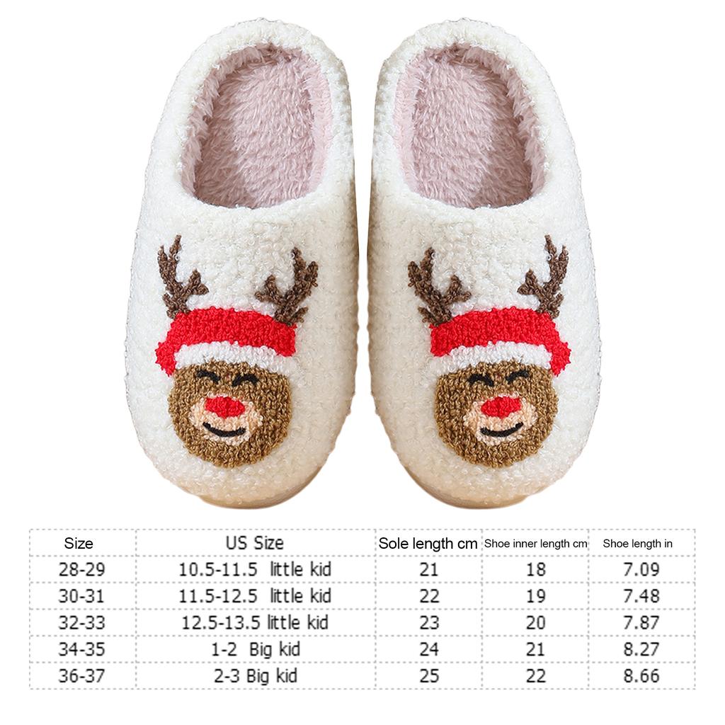 Children Christmas Cotton Slippers Breathable Thick Sole House Shoes Thicken Fluffy Flat Home Shoes for Winter Autumn