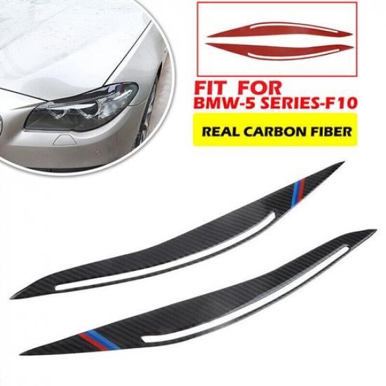 Real Carbon Fiber Fog Light Lamp Eyebrow Cover Trim Fits BMW 5Series F10 14~2016