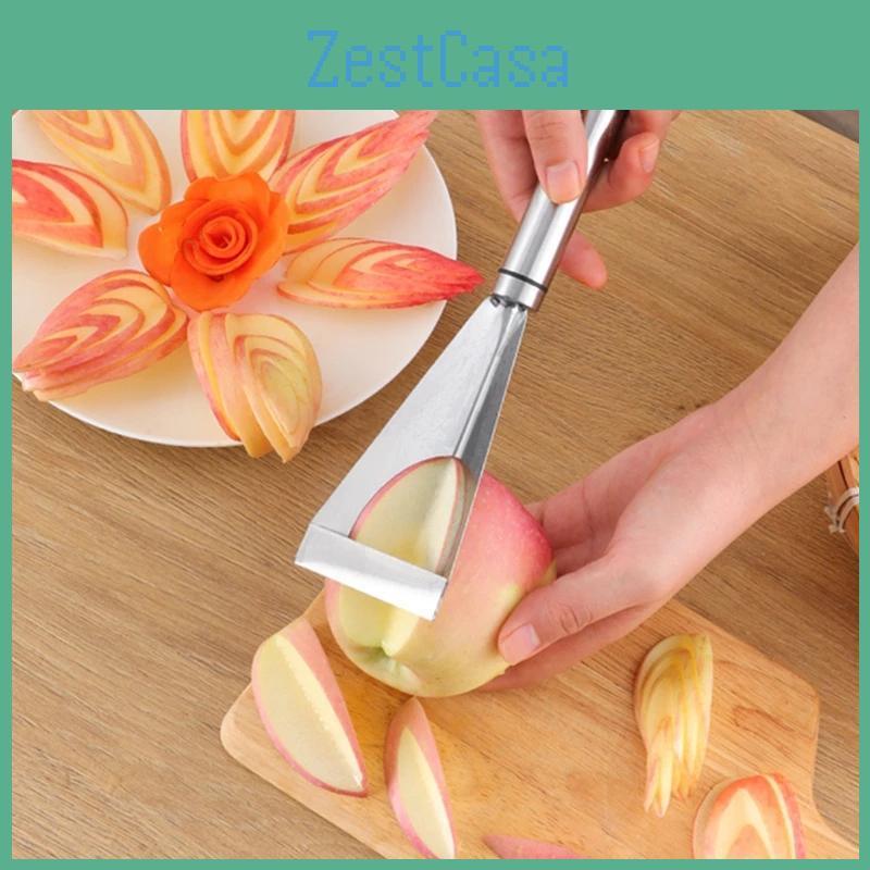 Fruit Stainless Steel Triangle Carving Knife Fruit Platter Artifact Triangle Vegetable Knife Nonslip Carving Blade Kitchen Tool