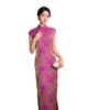 Retro Chinese style long floating brocade cheongsam 1011 summer new slim and thin middle-aged and elderly women's cheongsam skirt