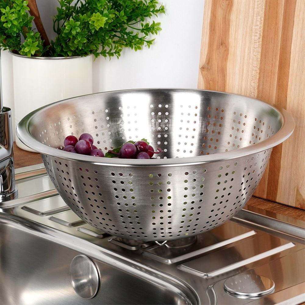 Kitchen Strainer Steel Colander Strainer for Straining Vegetables and Fruits 28 Cm