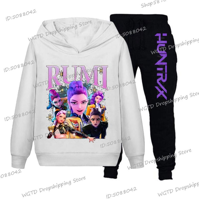 Dospívající KPop Lovci démonů Mikiny+Kalhoty Sety Chlapci Dívky Korejské Anime Film Mikina Módní Dlouhý Rukáv Dětské Mikiny Sportovní Soupravy