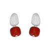 Persimmon Ruyi Earrings, National Matte Creative Design, Persimmon Red Round Bead Earrings, Gentle Temperament Red Earrings