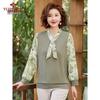 YUZHAOLIN Women's Mid-Aged Long Sleeve Knitted Top Y51S042