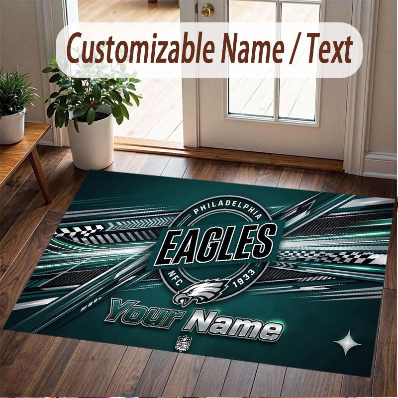 Benutzerdefinierter Teppich Philadelphia Eagles Muster Druck Name Text Weicher Rutschfester Bodenbelag für Heim-Innenraumdekoration