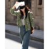 De Mana Women's Fresh Green Tweed V-Neck Blazer