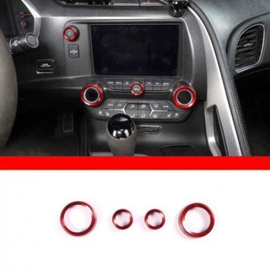 Red AC Switch Volume Button Trim Ring Knob for Corvette C7 14-19 Accessories