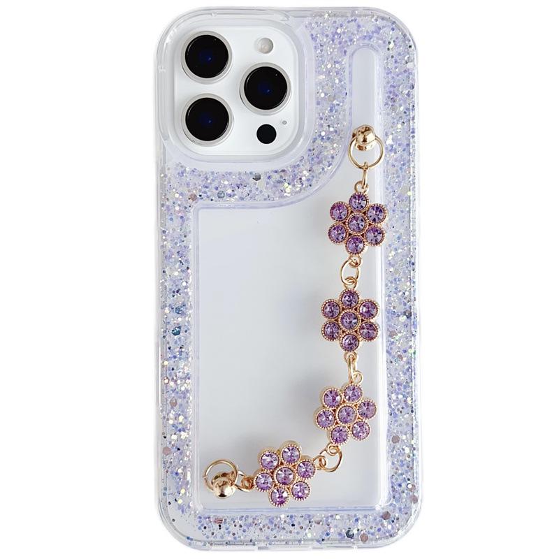 Samsung A56 Phone Case with Glitter Rhinestones, Bracelet Compatible, Supports S24 Ultra, Transparent, Cross-Border A14, A55, A1315.