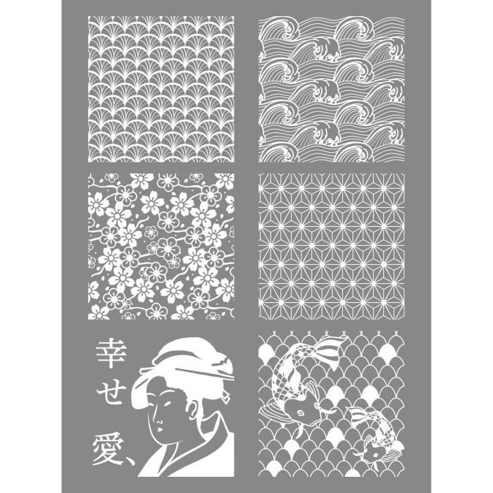 Pochoir pour pâte polymère - Graine créative - Japon - Gris - Plastique - Adulte