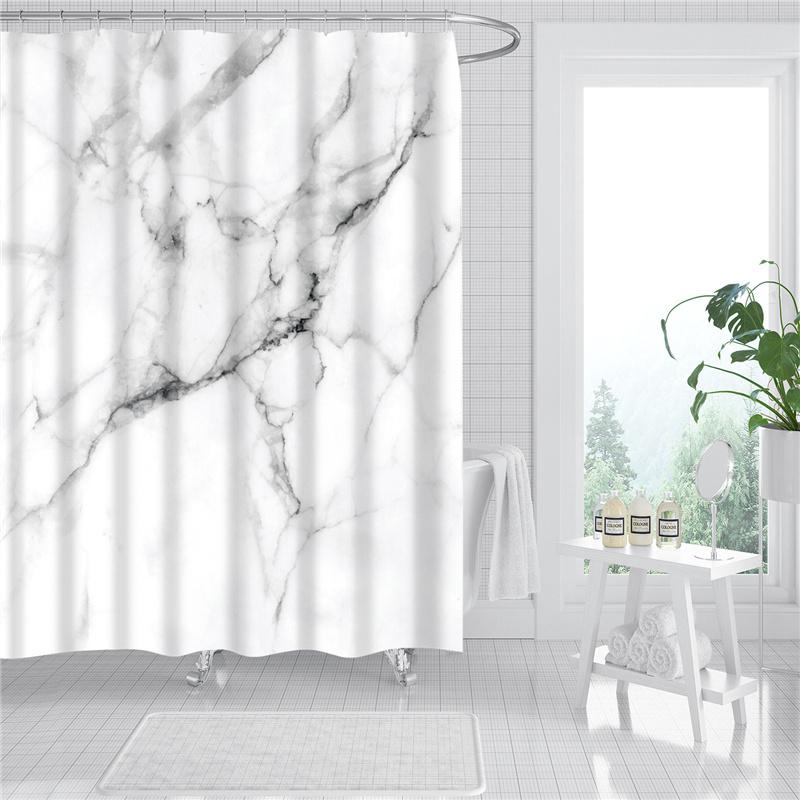 3D Printed Polyester Fabric Waterproof Shower Curtain Bathroom Shower Partition Universal Curtain