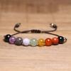 7 Chakra Round Bead Bracelet – Adjustable Boho Jewelry, Energy Balance Spiritual Gift for Men & Women