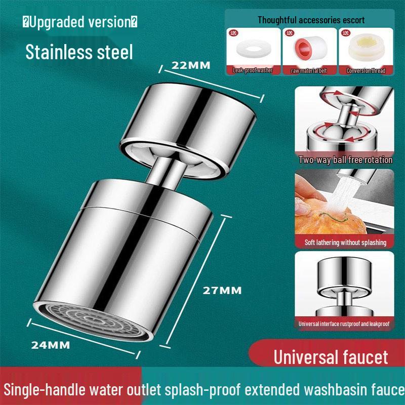 Universal Anti-Splash Rotatable Faucet Extender & Kitchen Aerator