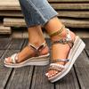 Fashion Vintage Fringe Platform Sandals for Women Casual Brown Wedge Sandals Women Summer Buckle Decor Weightlight Flat Sandalias Mujer