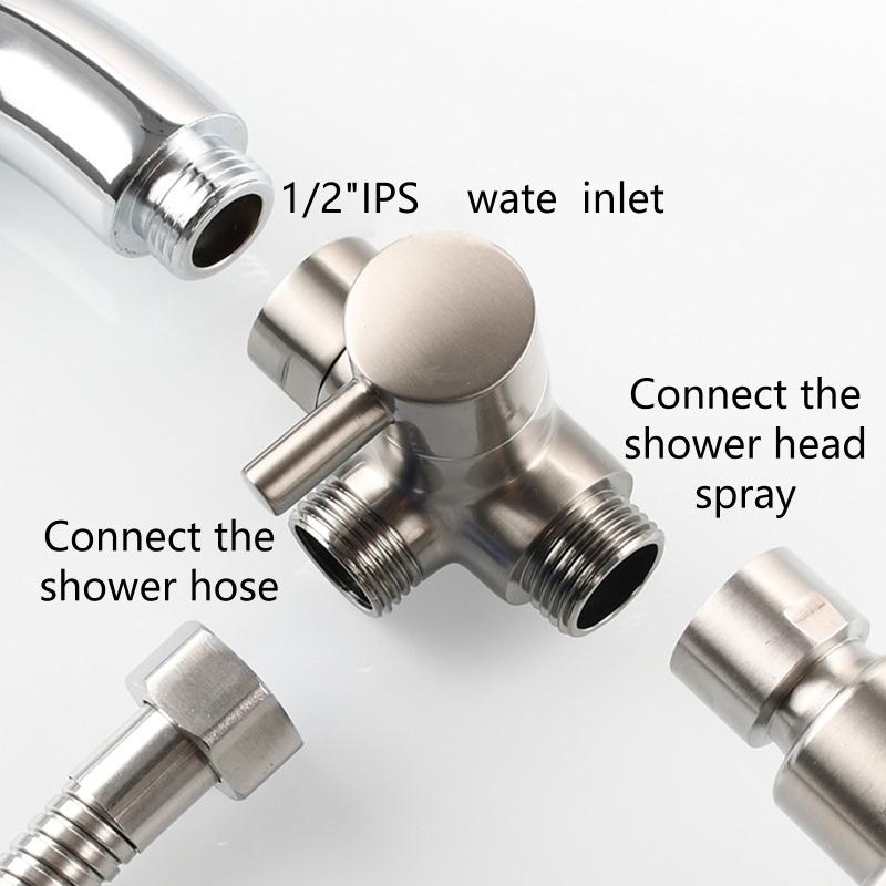 for T Shape Brass Shower Arm Diverter Creative Household 3 Way Diverter Universal Adapter Connector for Angle for Va