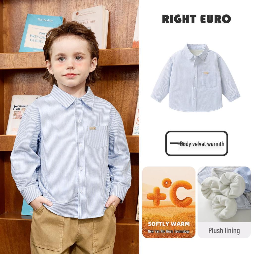 Trendy European Boys' Long Sleeve Casual Shirt - Spring/Autumn Kids' Clothing