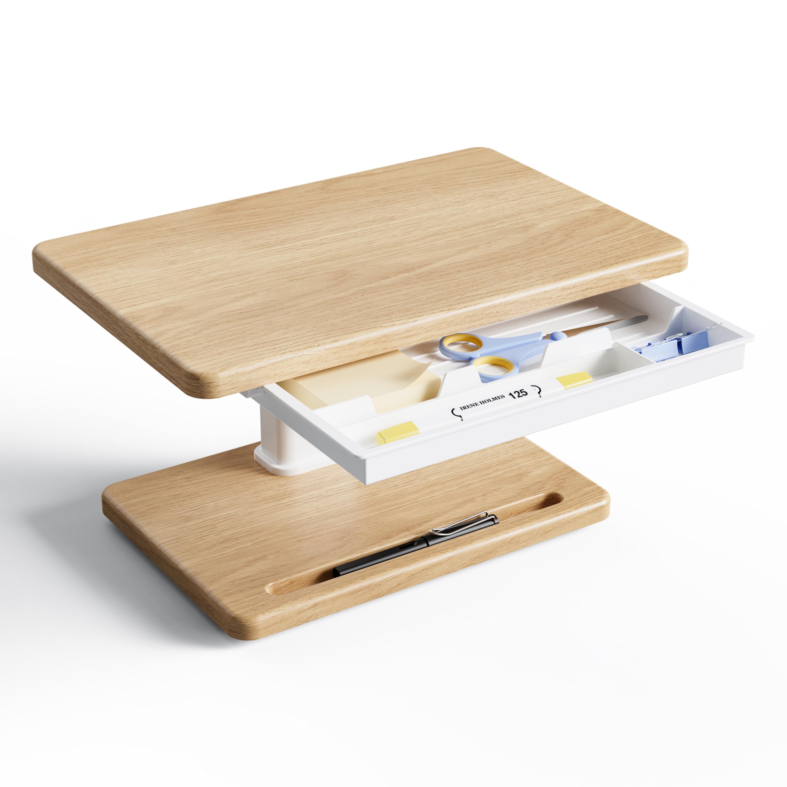 

Fydeamer Monitor Height PC Monitor Stand with Improves Desktop Stationery Maple Stand, Adjustable, Drawer, Stable, Non-Slip, Posture, Storage,