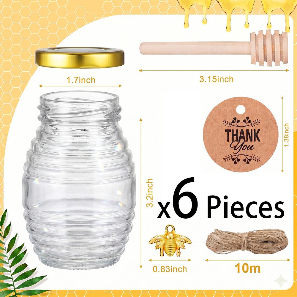 70ml Mini Glass Honey Jar Set,Round Glass Honey Jars,Glass Sealed Jars with Gold Lids,for Baby Shower,Wedding,and Birthday Gifts