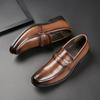 Britain Fashion Men's Brown Black Loafters Leather Oxford Flats Casual Shoes Male Business Wedding Dress Footwear  Hombre