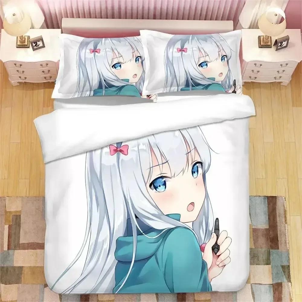 Girl Izumi Sagiri Bedding Set Printed Bed Set With Pillowcase Duvet Cover Soft Queen King Size Bedclothes Home Bed Linens