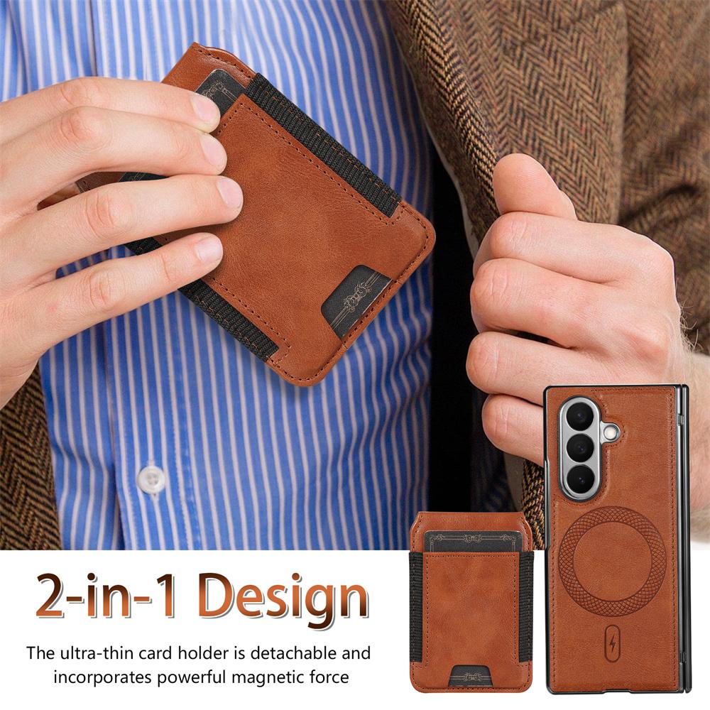 2-in-1 Detachable Leather Wallet Case For Samsung Galaxy Z Fold 7 6 5 4 with Stand Spring Hinge All-inclusive Protector Cover
