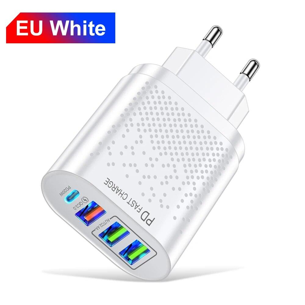 

Quick USB Charger Type C Fast Charging Charge 20W QC3.0 PD3.0 EU KR Charger Adaper For Iphone 15 Laptop Charger EU plug