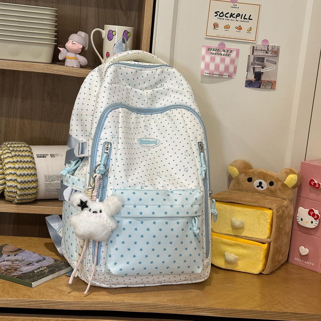 Schoolbag College Style School Bag Women's New Junior High School High Value High School Student Large Capacity Star Backpack College Student Backpack