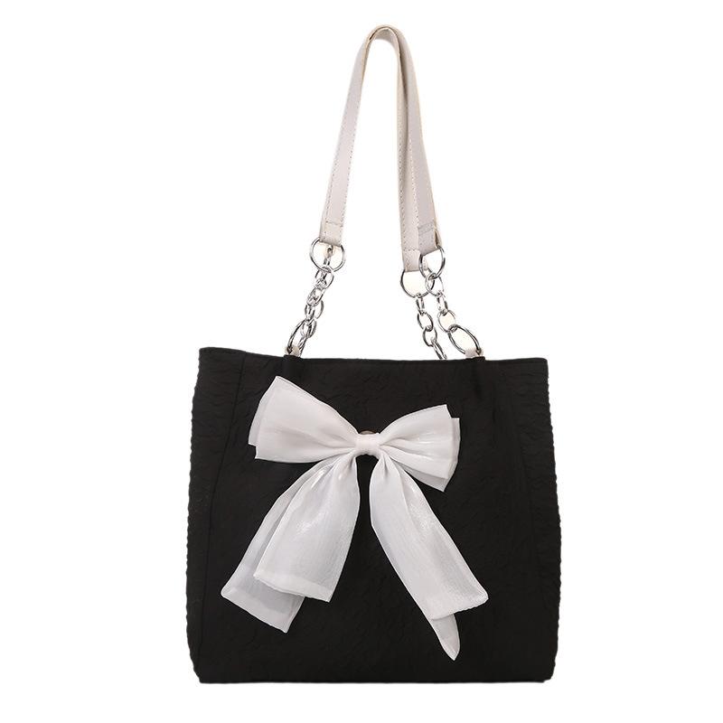 Nylon Single Shoulder Bag Korean Style Bucket Shopping Bag All-match Bowknot Tote Bag  Girls