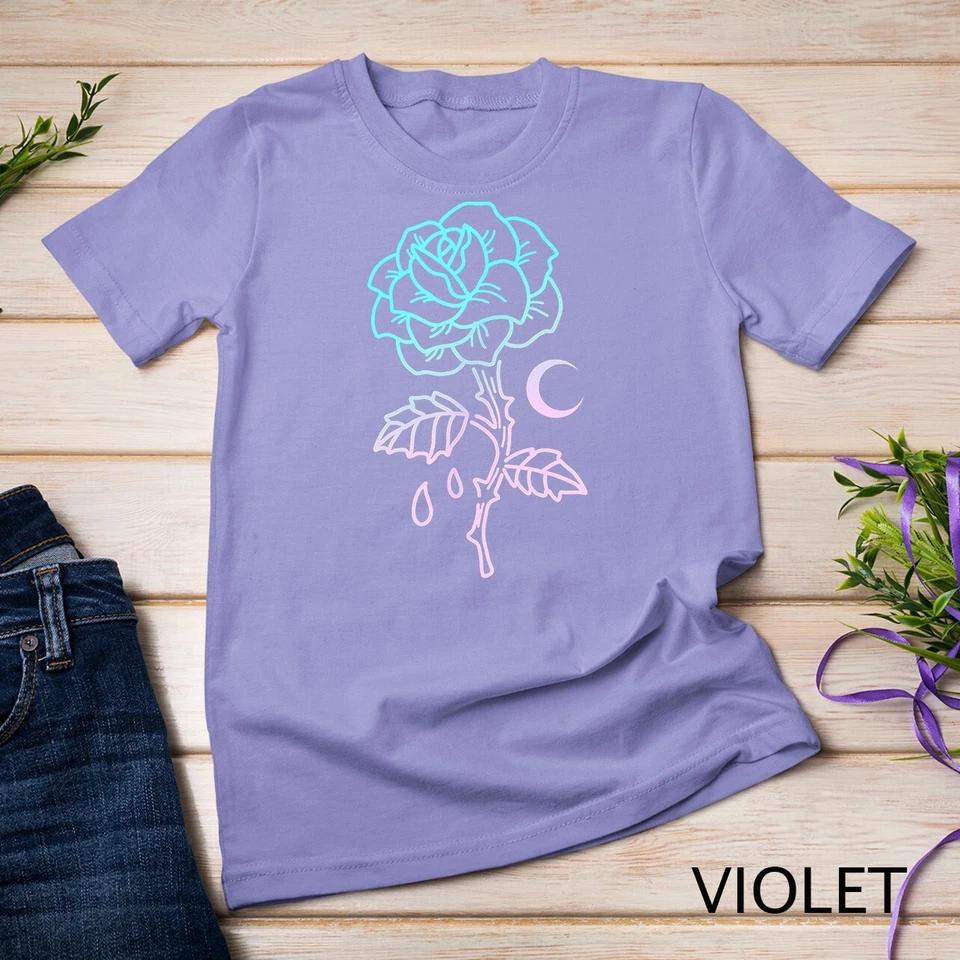 Pastel Goth Flower Emo Aesthetic Clothes Moon Rose T-Shirt Unisex T-shirt 8 2XL