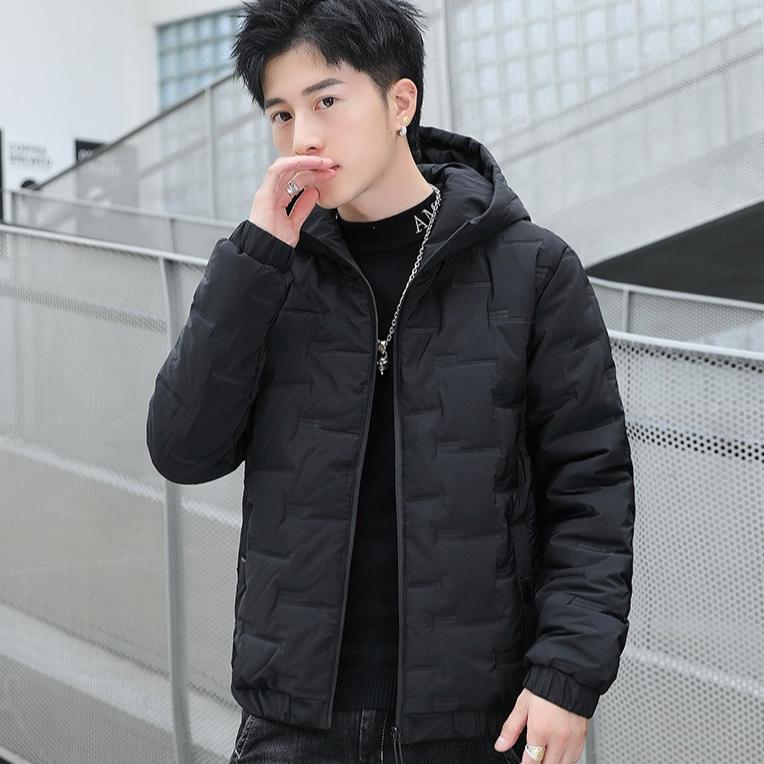 Down Cotton-padded Jacket Men's Winter Coat Thickened Warm Cotton-padded Jacket Short Fitted Hooded Men's Parka Jacket