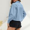 Denim Shirt Women's Autumn and Winter New Casual Versatile Double Pocket Loose Shirt