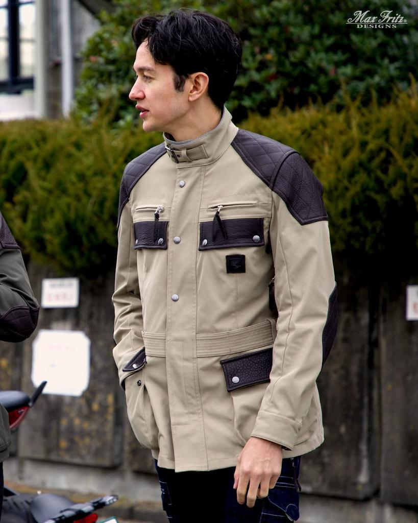 Max Fritz Sorona Genuine Leather Air Intake Rail Jacket Size L for and Autumn 2, Men's Beige, (48), MFJ-2467, Motorcycles, Spring, Summer,