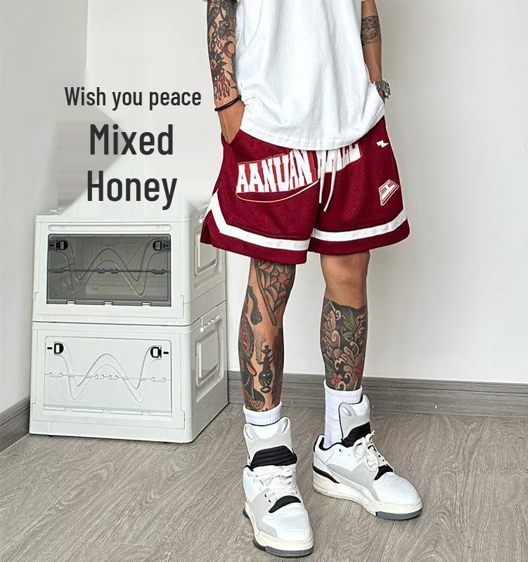 

Мужские модные баскетбольные шорты с принтом американских букв XL красный