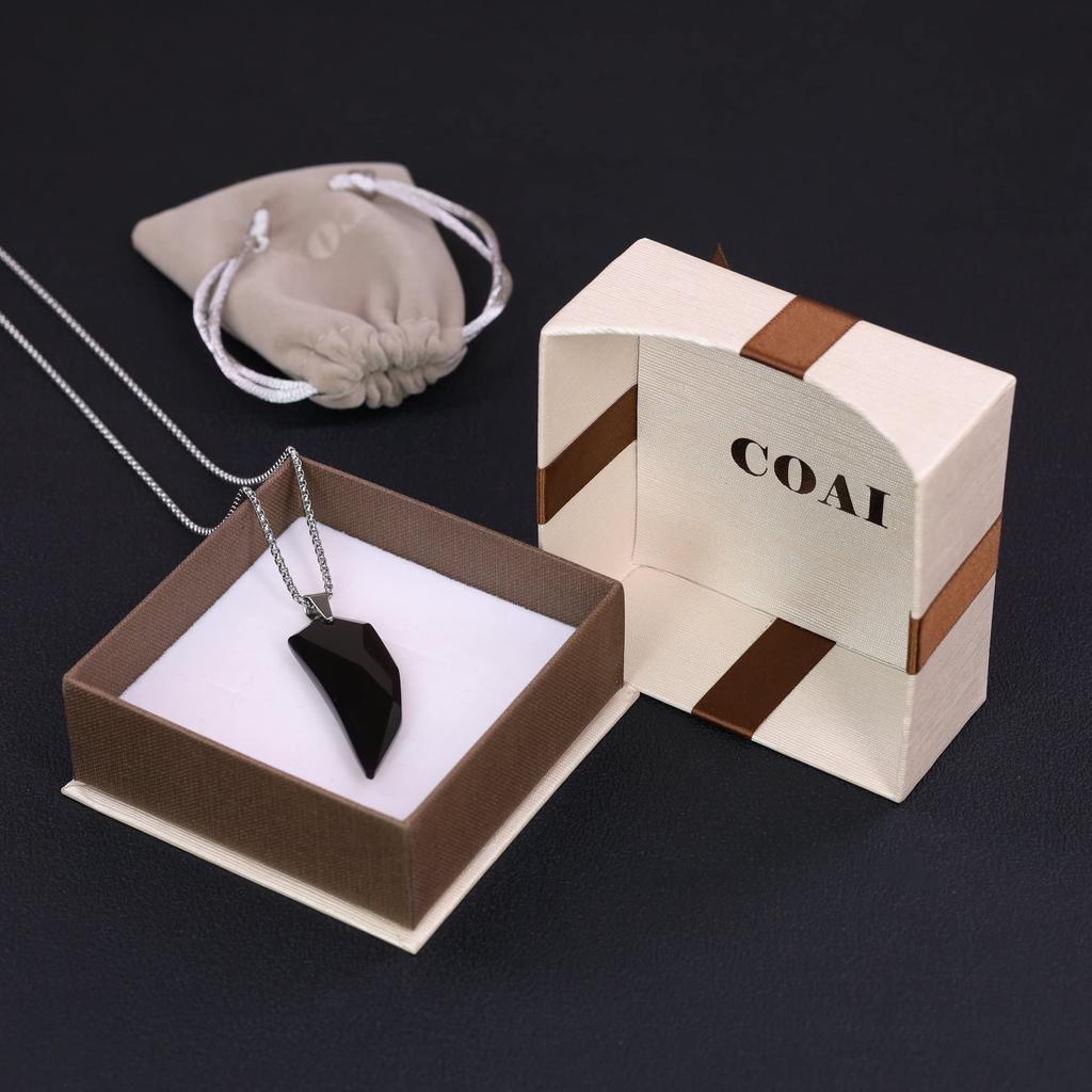 Obsidian Fang Amulet Pendant for Men [Koai] Wolf's